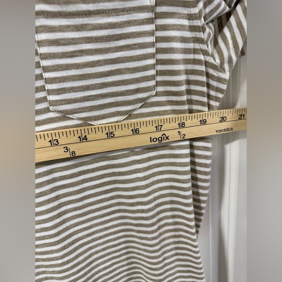 J.Crew Factory Men Polo Shirt M NWT Striped Slub Cotton Beige Tan Pocket Casual - Picture 6 of 9